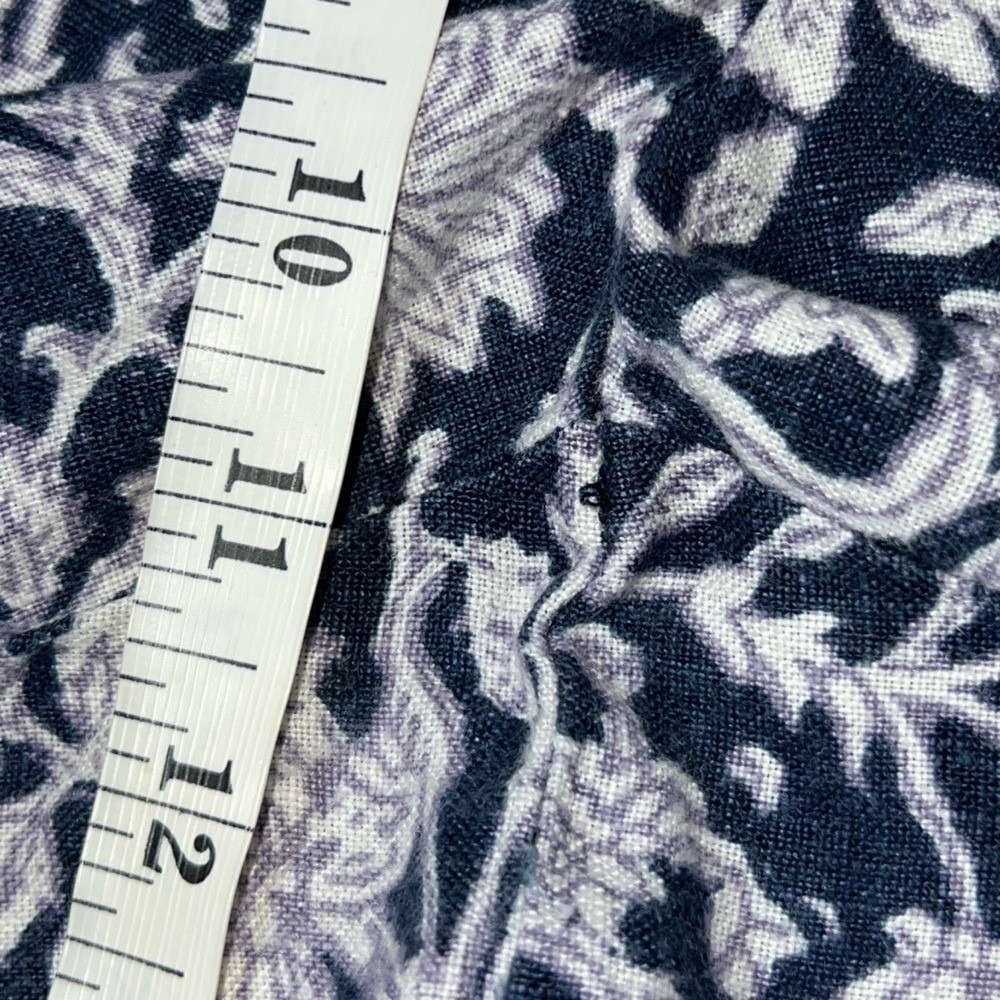 Pure Jill Linen 2 pcs Set Blue Floral Pull On Cuffed Shorts Pockets Top Shirt M - Picture 9 of 16